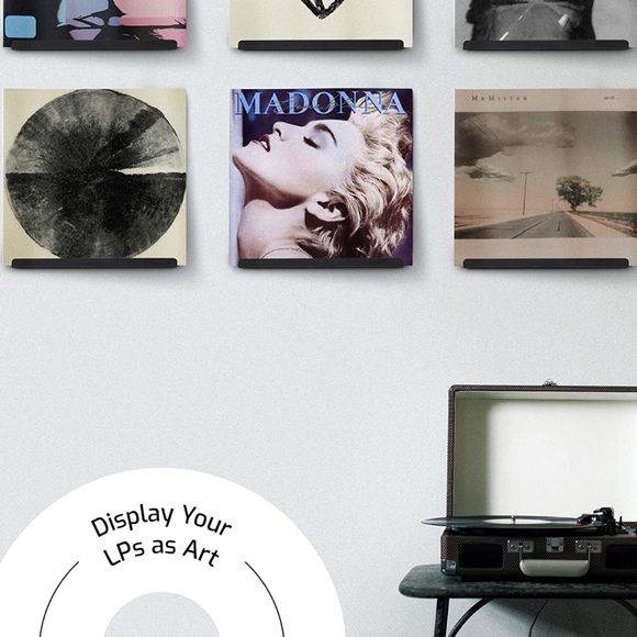 LP Vinyl Favorite Record Wall Mounted Display Shelf Decor (1 Pack, Black Satin) - Picture 8 of 8